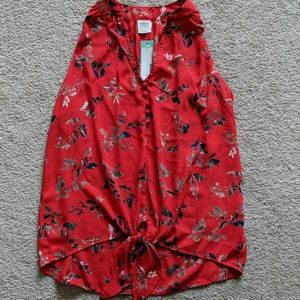 NWT Kaileigh Tie Front Tank Top Red Small